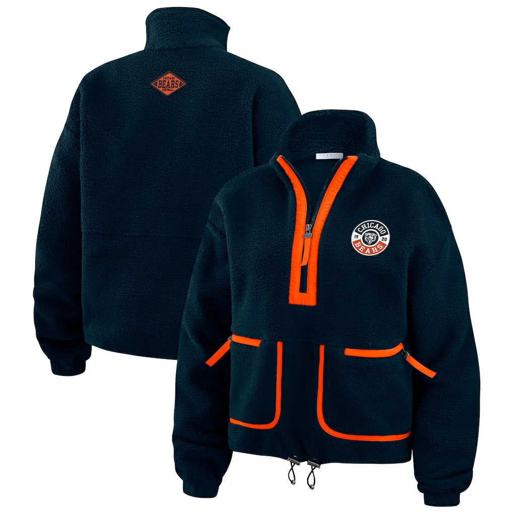 Chicago Bears WEAR by Erin Andrews Women's Polar Fleece Half-Zip Jacket - Navy Jackets