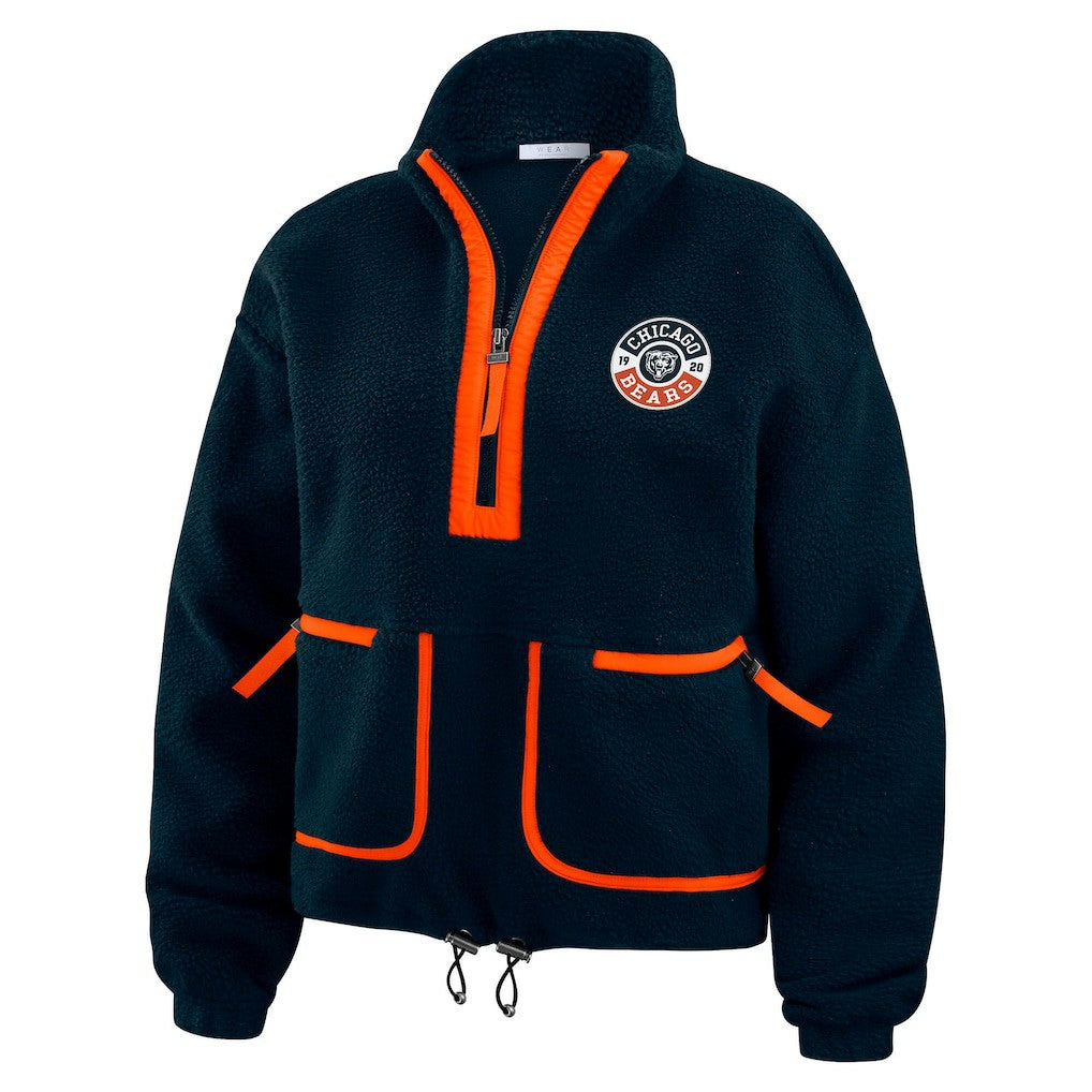 Chicago Bears WEAR by Erin Andrews Women's Polar Fleece Half-Zip Jacket - Navy Jackets