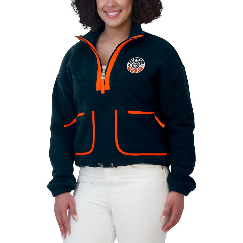 Chicago Bears WEAR by Erin Andrews Women's Polar Fleece Half-Zip Jacket - Navy Jackets