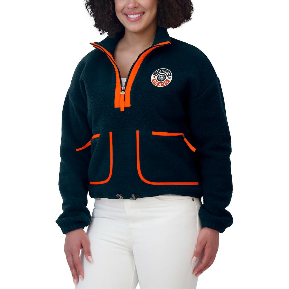 Chicago Bears WEAR by Erin Andrews Women's Polar Fleece Half-Zip Jacket - Navy Jackets