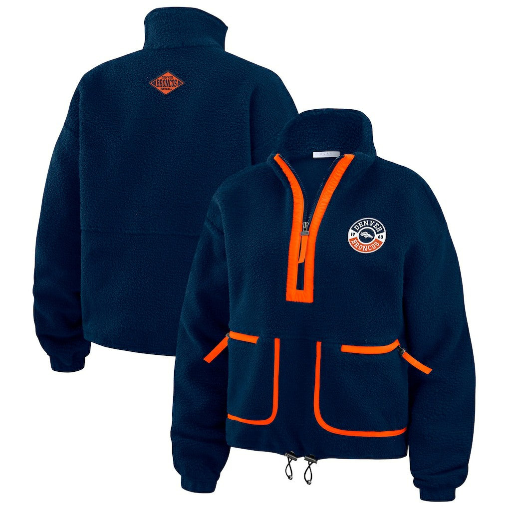 Denver Broncos WEAR by Erin Andrews Women's Polar Fleece Half-Zip Jacket - Navy Jackets