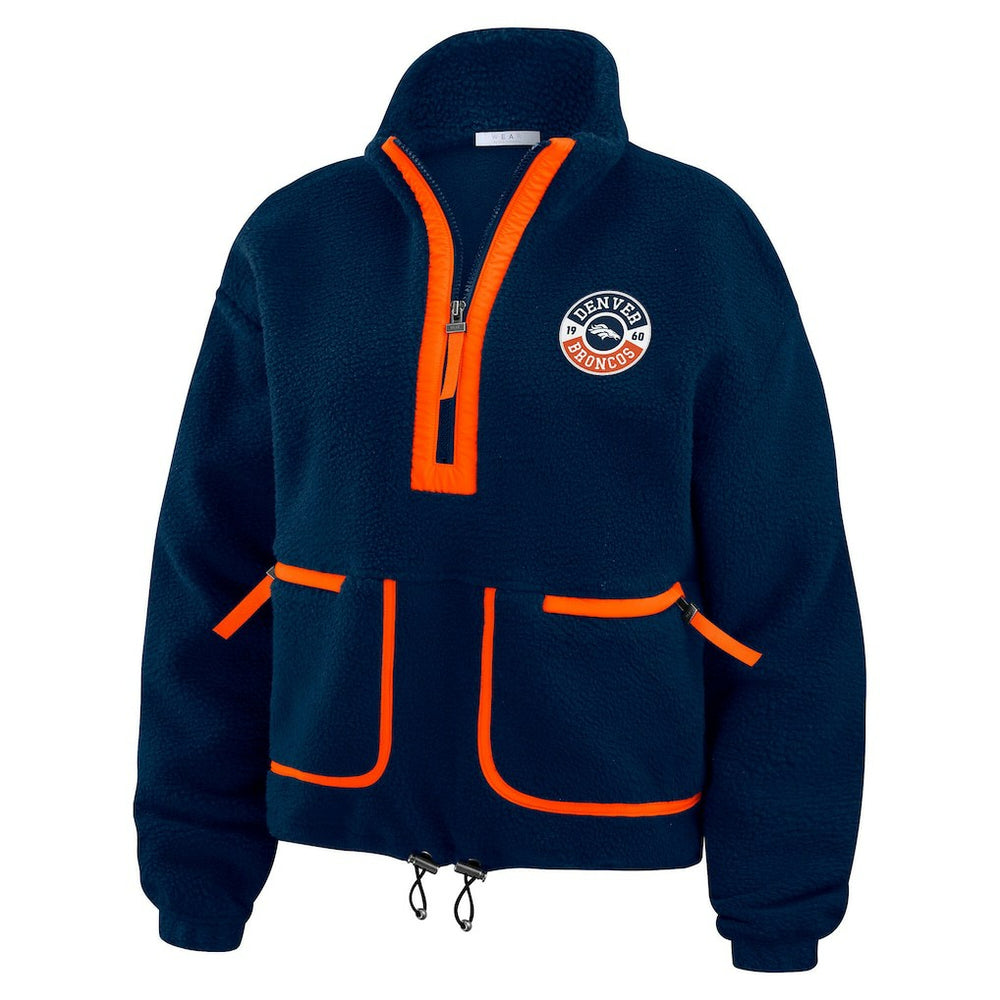 Denver Broncos WEAR by Erin Andrews Women's Polar Fleece Half-Zip Jacket - Navy Jackets