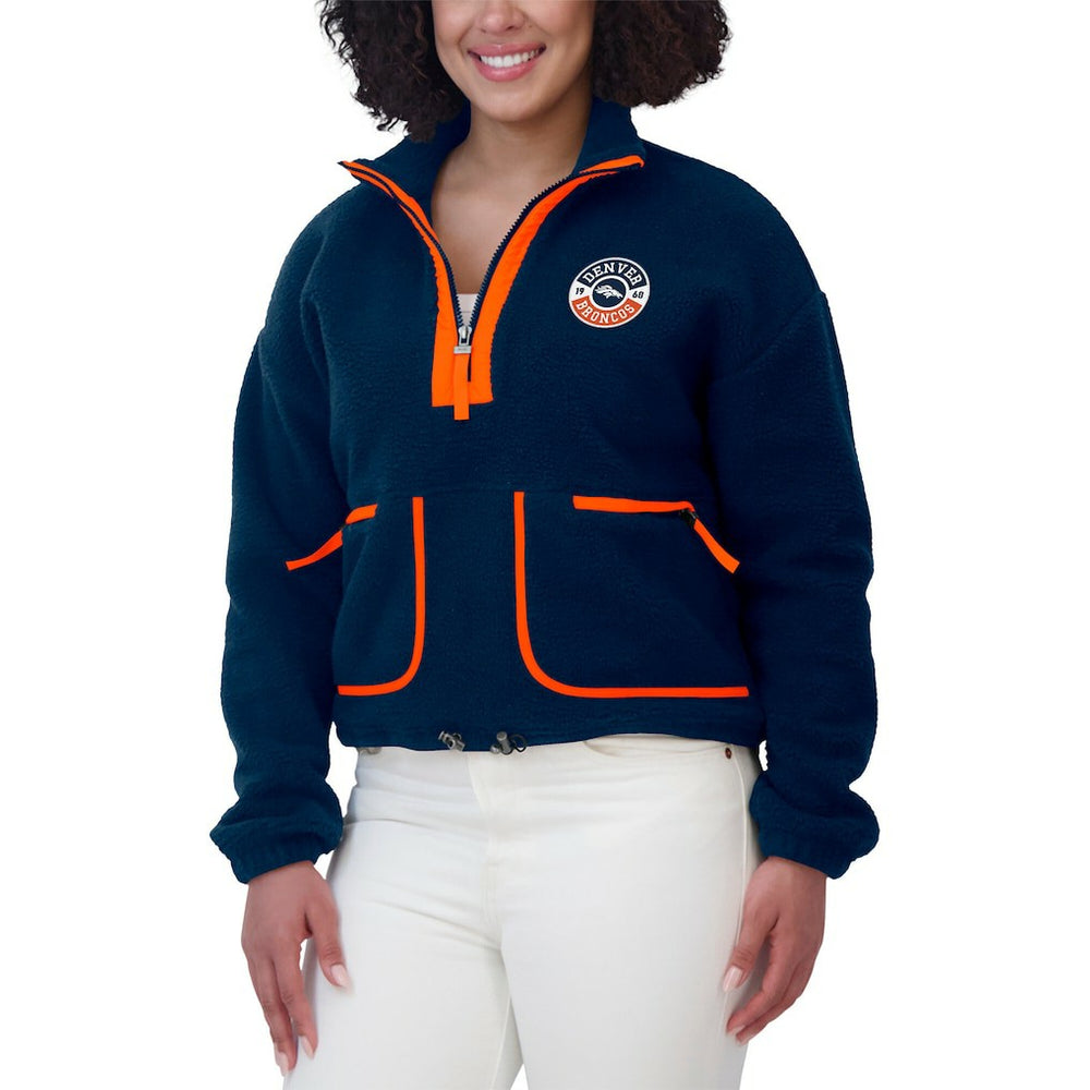 Denver Broncos WEAR by Erin Andrews Women's Polar Fleece Half-Zip Jacket - Navy Jackets