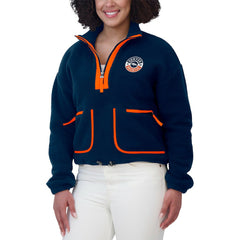 Denver Broncos WEAR by Erin Andrews Women's Polar Fleece Half-Zip Jacket - Navy Jackets