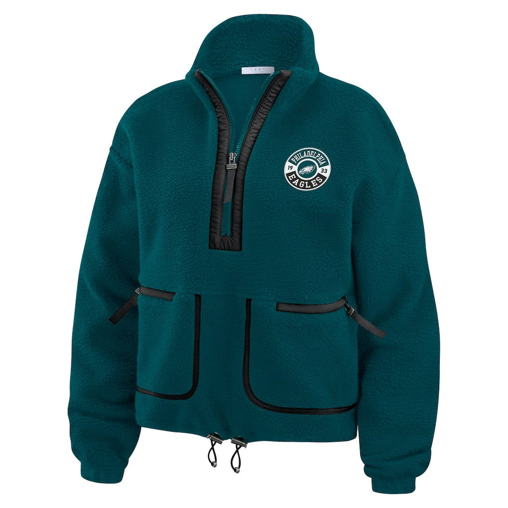 Philadelphia Eagles WEAR by Erin Andrews Women's Polar Fleece Half-Zip Jacket - Midnight Green Jackets