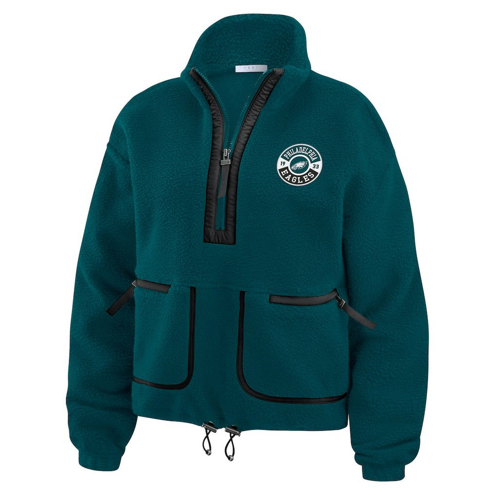 Philadelphia Eagles WEAR by Erin Andrews Women's Polar Fleece Half-Zip Jacket - Midnight Green Jackets