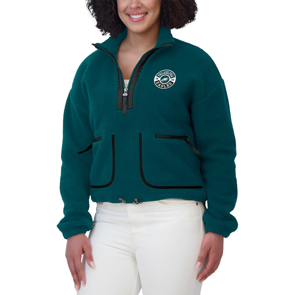 Philadelphia Eagles WEAR by Erin Andrews Women's Polar Fleece Half-Zip Jacket - Midnight Green Jackets