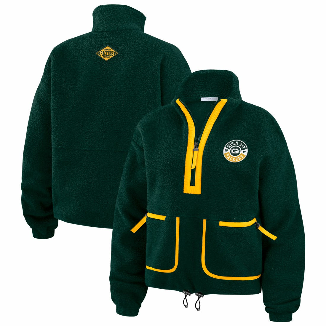 Green Bay Packers WEAR by Erin Andrews Women's Polar Fleece Half-Zip Jacket - Green Jackets