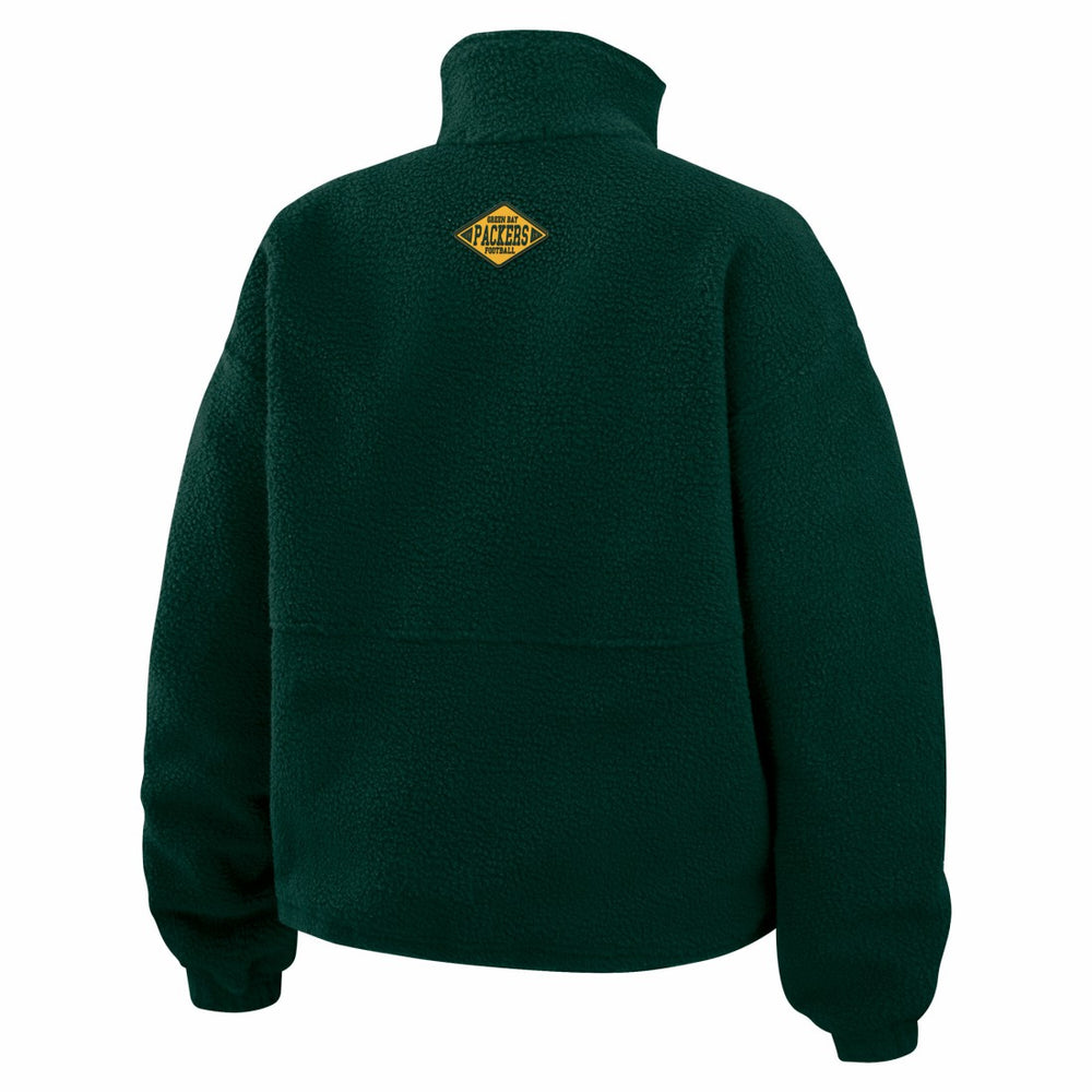Green Bay Packers WEAR by Erin Andrews Women's Polar Fleece Half-Zip Jacket - Green Jackets
