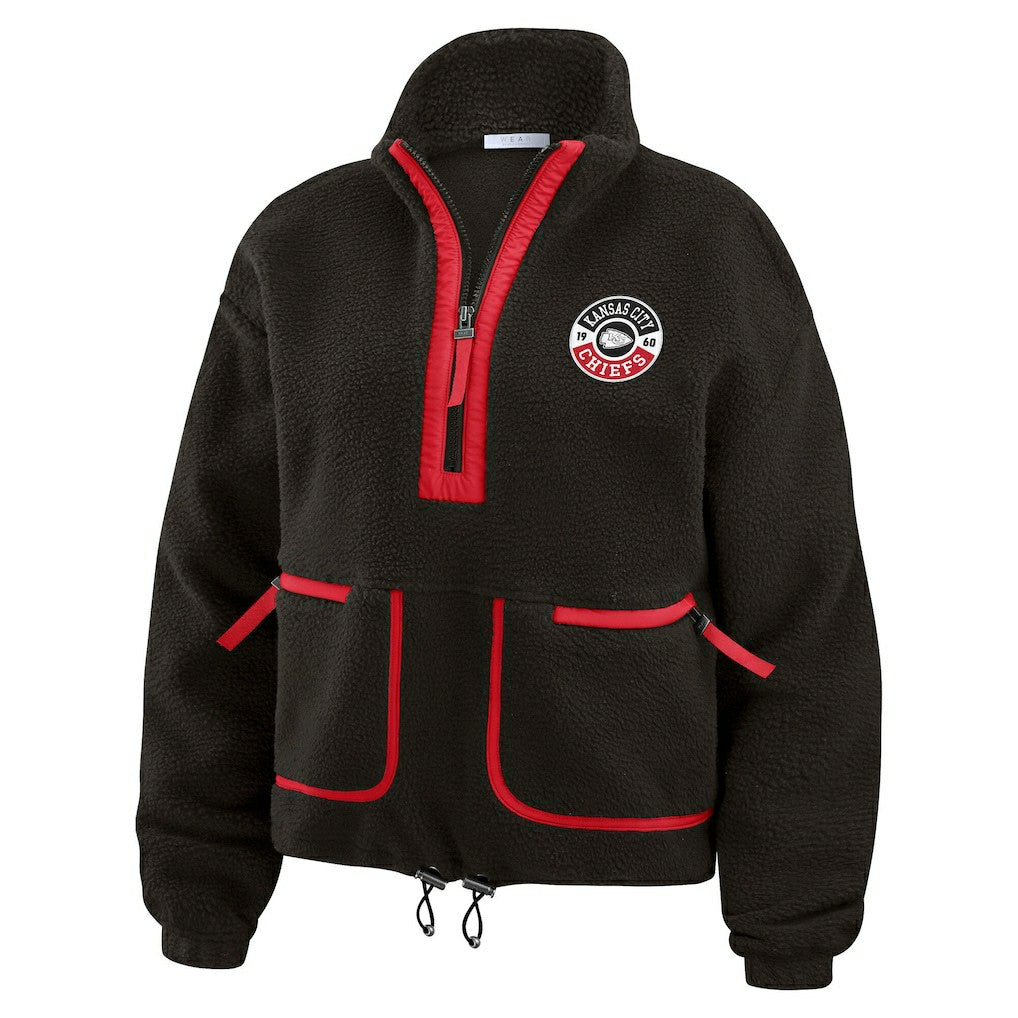 Kansas City Chiefs WEAR by Erin Andrews Women's Polar Fleece Half-Zip Jacket - Black Jackets