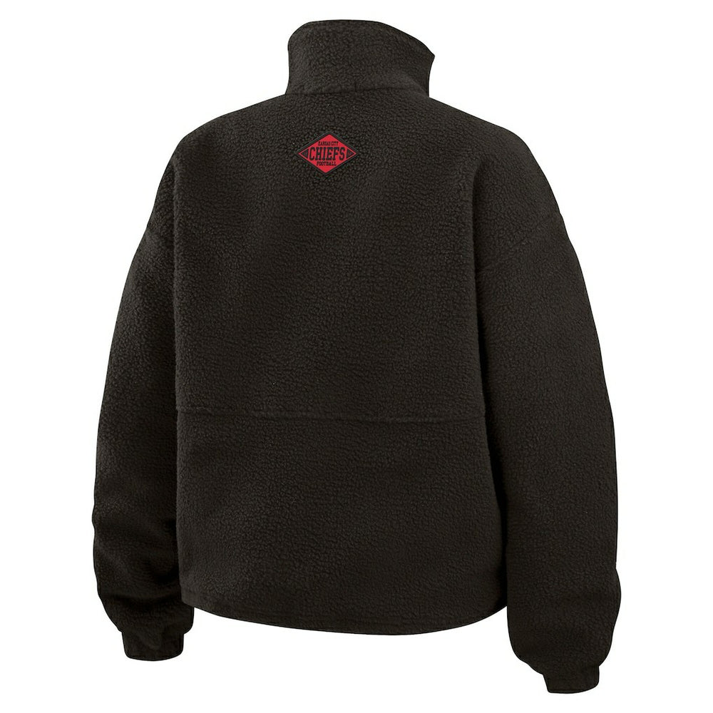 Kansas City Chiefs WEAR by Erin Andrews Women's Polar Fleece Half-Zip Jacket - Black Jackets
