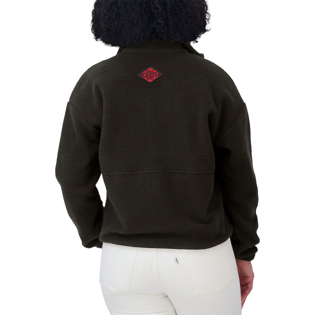 Kansas City Chiefs WEAR by Erin Andrews Women's Polar Fleece Half-Zip Jacket - Black Jackets