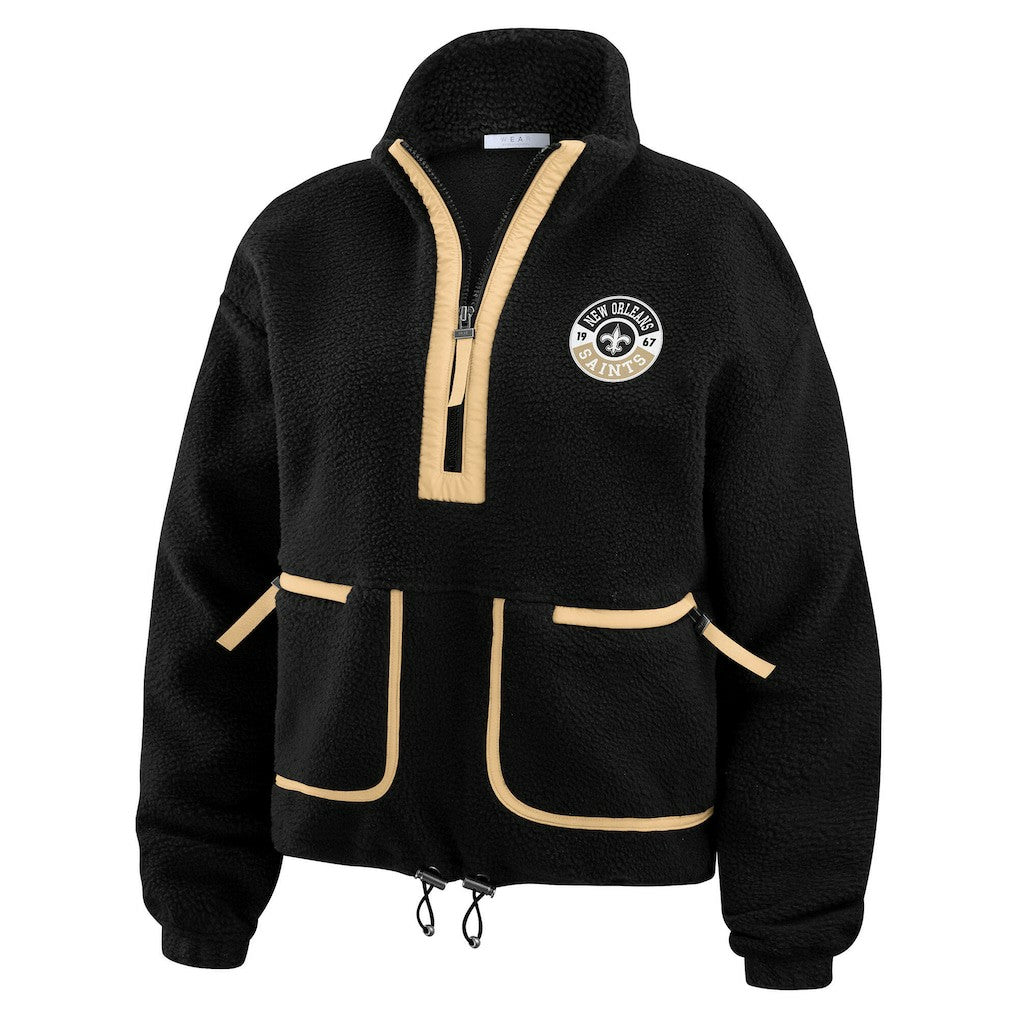 New Orleans Saints WEAR by Erin Andrews Women's Polar Fleece Half-Zip Jacket - Black Jackets