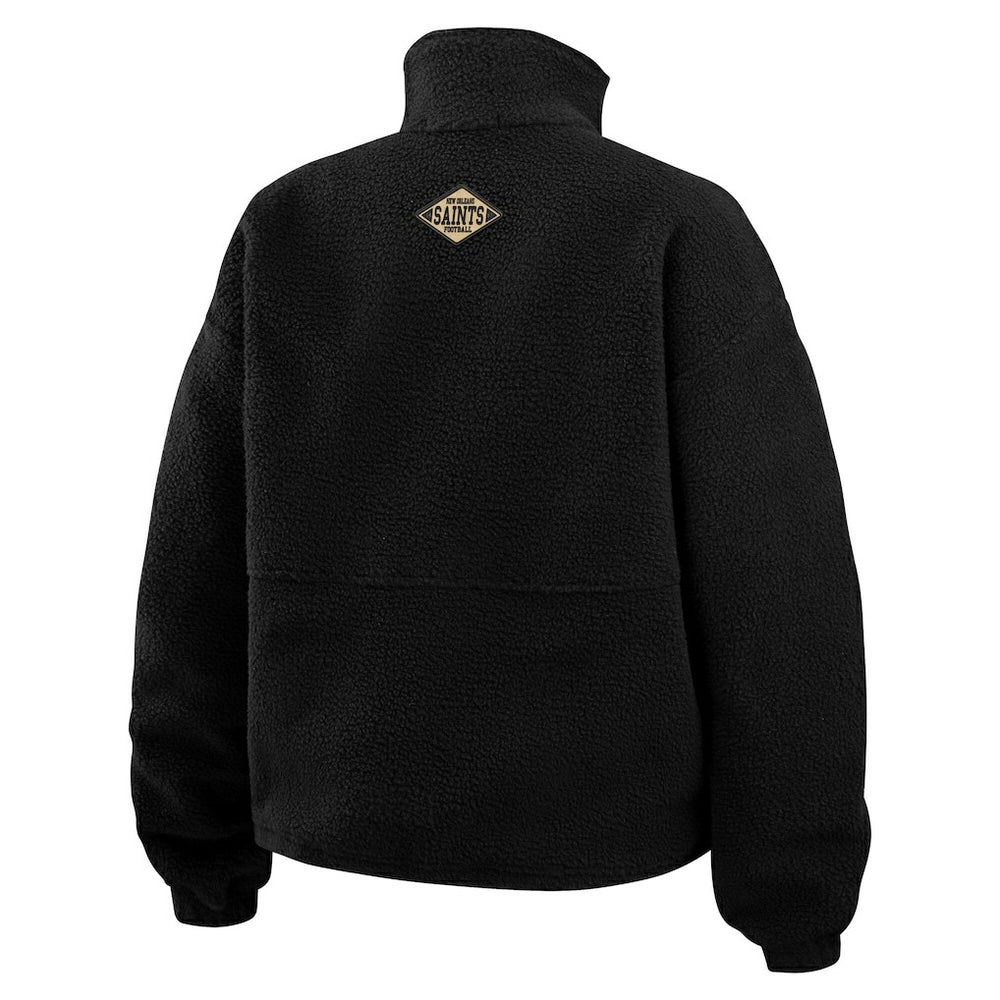 New Orleans Saints WEAR by Erin Andrews Women's Polar Fleece Half-Zip Jacket - Black Jackets