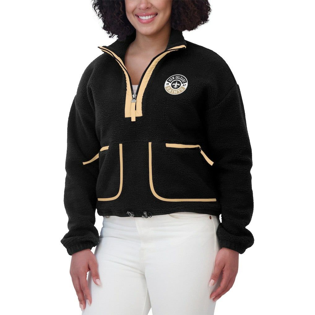 New Orleans Saints WEAR by Erin Andrews Women's Polar Fleece Half-Zip Jacket - Black Jackets