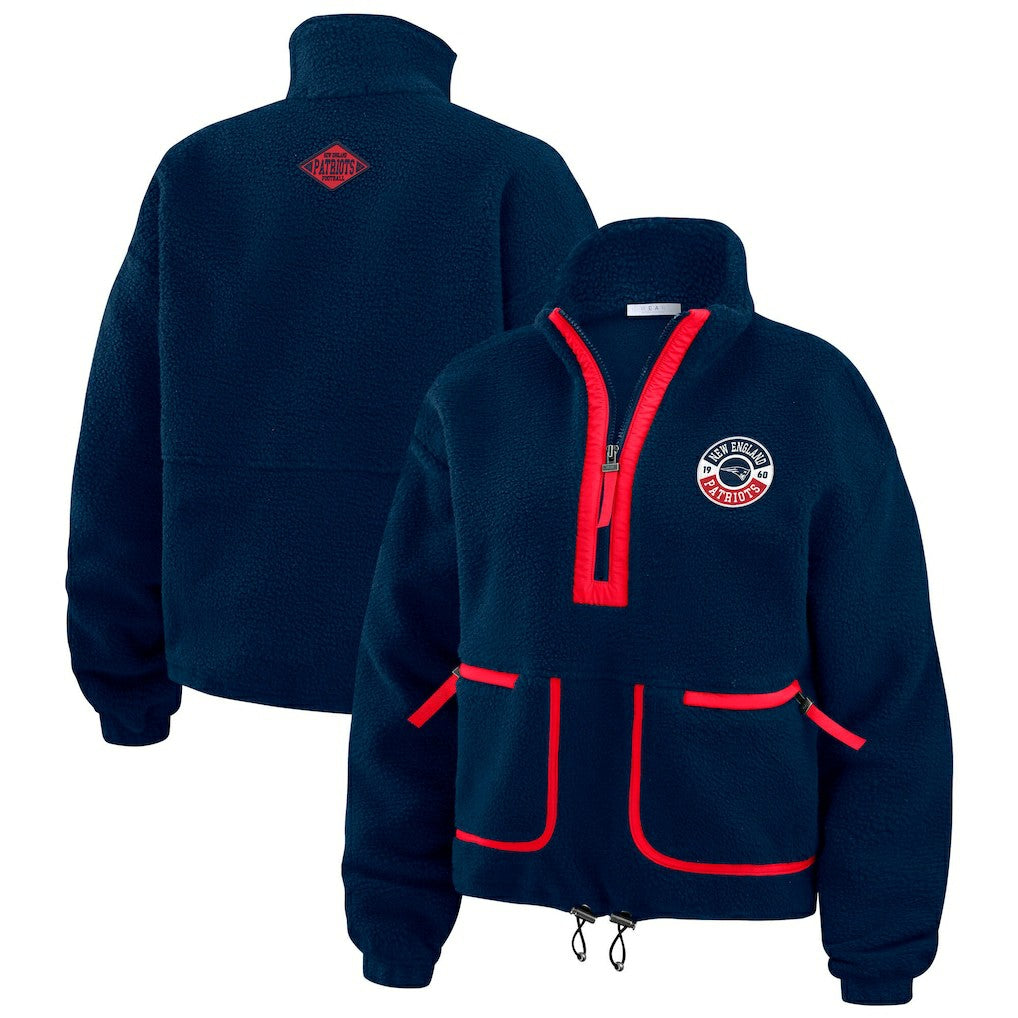 New England Patriots WEAR by Erin Andrews Women's Polar Fleece Half-Zip Jacket - Navy Jackets