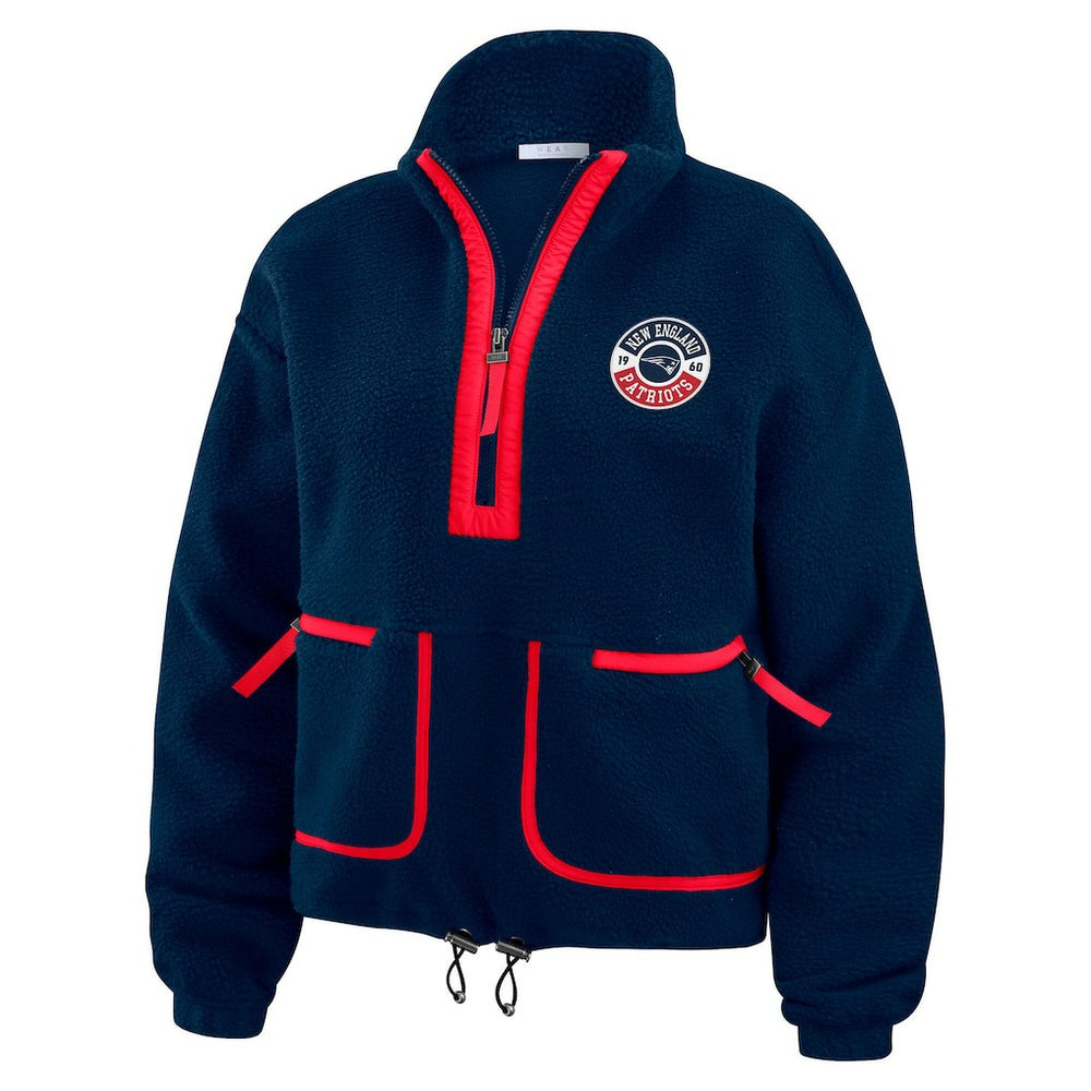 New England Patriots WEAR by Erin Andrews Women's Polar Fleece Half-Zip Jacket - Navy Jackets