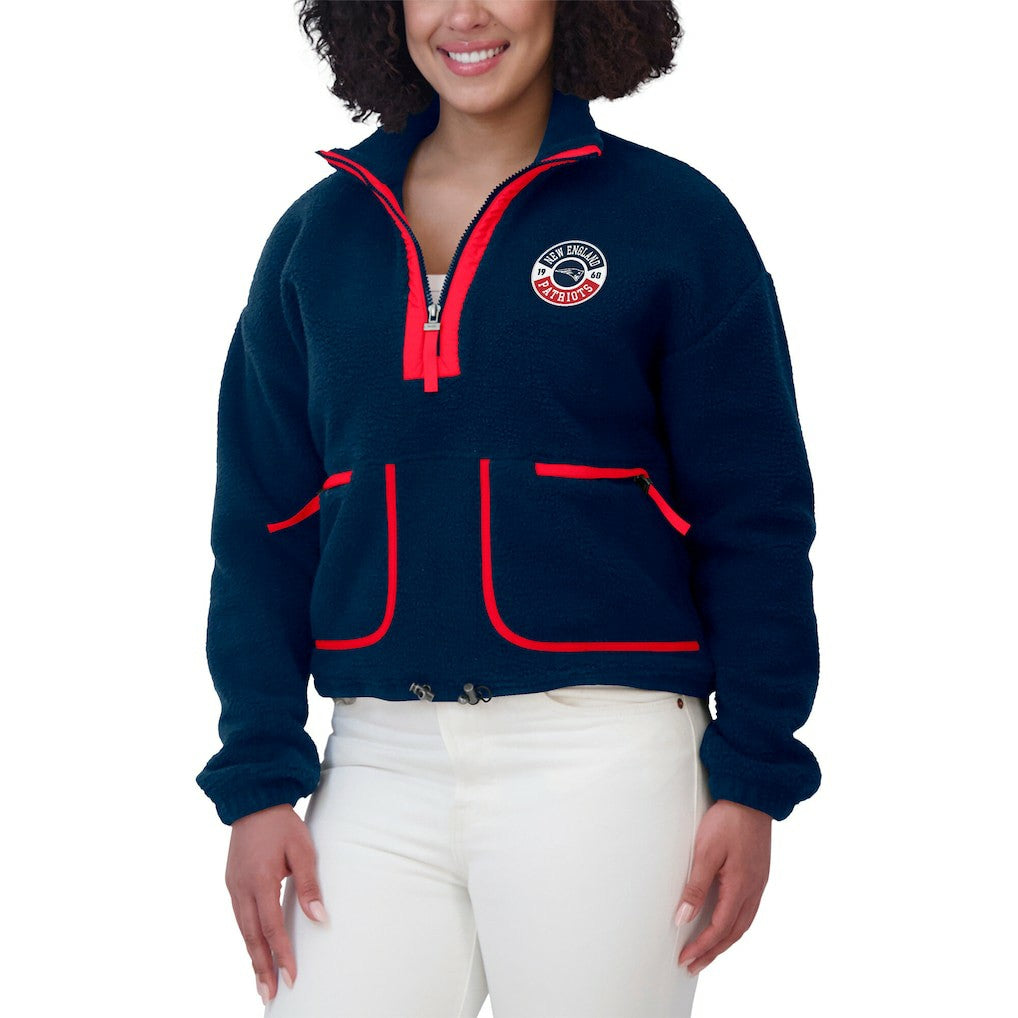New England Patriots WEAR by Erin Andrews Women's Polar Fleece Half-Zip Jacket - Navy Jackets