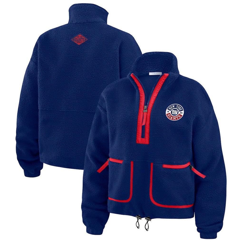New York Giants WEAR by Erin Andrews Women's Polar Fleece Half-Zip Jacket - Royal Jackets
