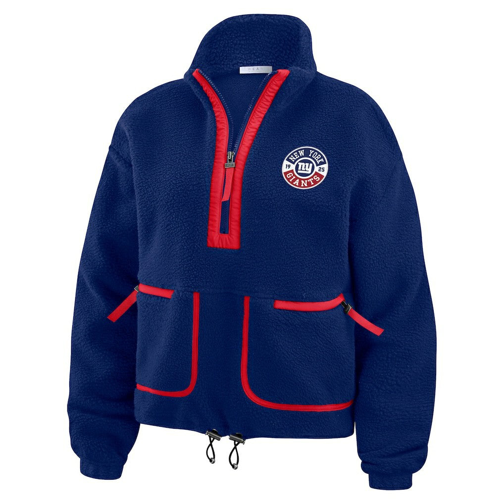 New York Giants WEAR by Erin Andrews Women's Polar Fleece Half-Zip Jacket - Royal Jackets