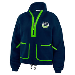 Seattle Seahawks WEAR by Erin Andrews Women's Polar Fleece Half-Zip Jacket - College Navy Jackets