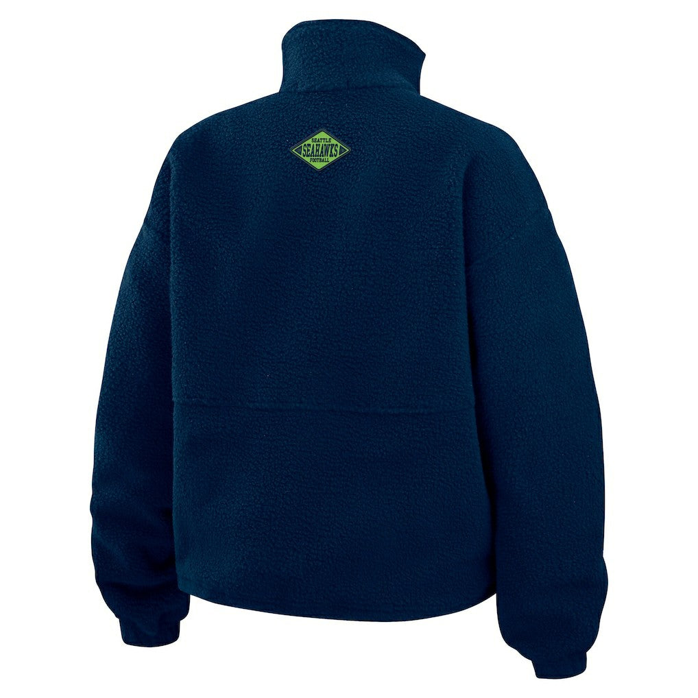 Seattle Seahawks WEAR by Erin Andrews Women's Polar Fleece Half-Zip Jacket - College Navy Jackets