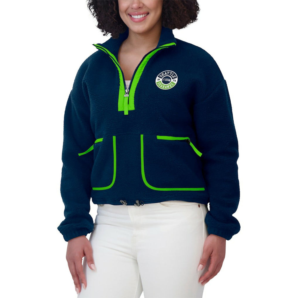 Seattle Seahawks WEAR by Erin Andrews Women's Polar Fleece Half-Zip Jacket - College Navy Jackets
