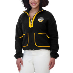 Pittsburgh Steelers WEAR by Erin Andrews Women's Polar Fleece Half-Zip Jacket - Black Jackets