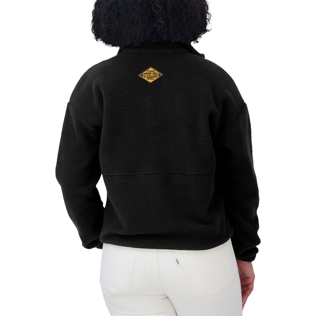 Pittsburgh Steelers WEAR by Erin Andrews Women's Polar Fleece Half-Zip Jacket - Black Jackets