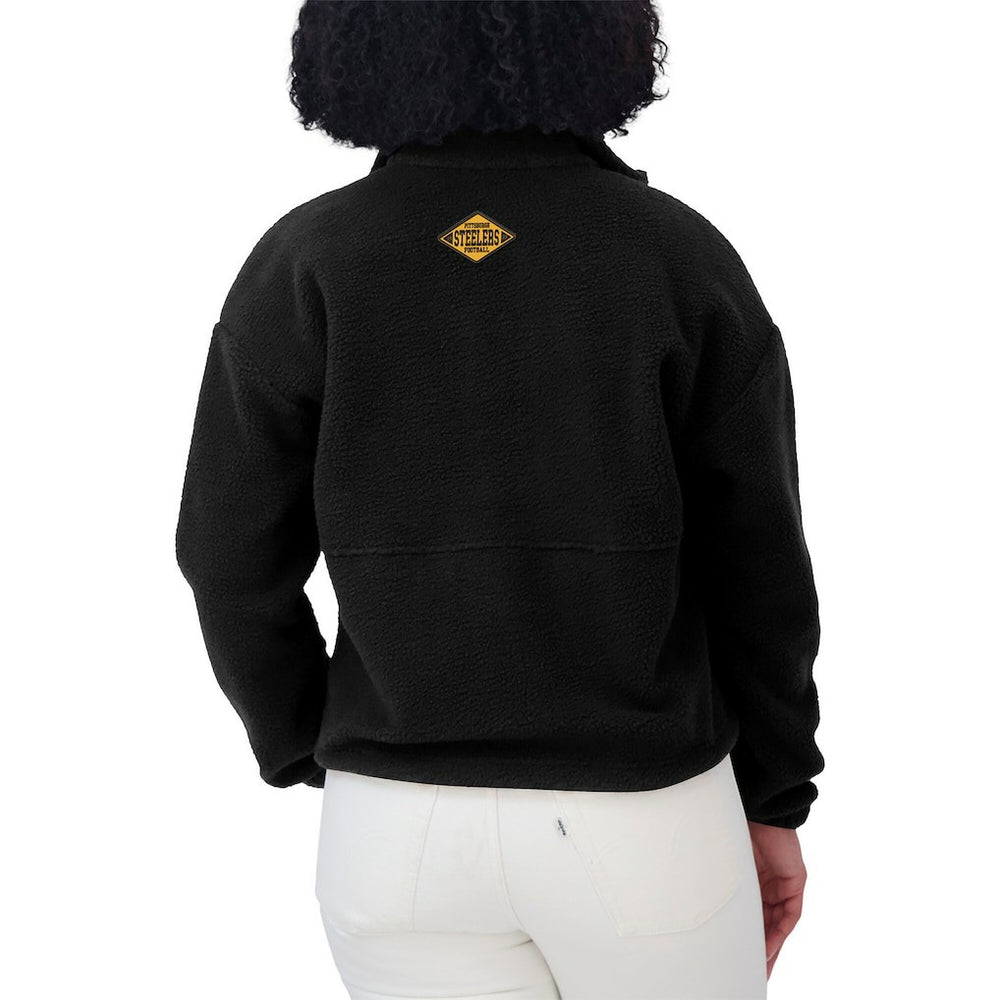 Pittsburgh Steelers WEAR by Erin Andrews Women's Polar Fleece Half-Zip Jacket - Black Jackets