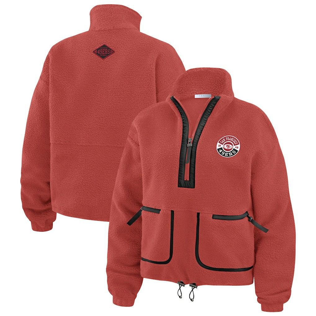 San Francisco 49ers WEAR by Erin Andrews Women's Polar Fleece Half-Zip Jacket - Scarlet Jackets