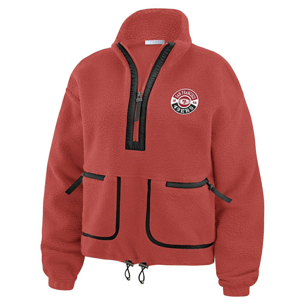 San Francisco 49ers WEAR by Erin Andrews Women's Polar Fleece Half-Zip Jacket - Scarlet Jackets