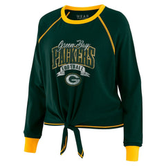 Green Bay Packers WEAR by Erin Andrews Women's Tie-Front Long Sleeve Top - Green/Gold Tops