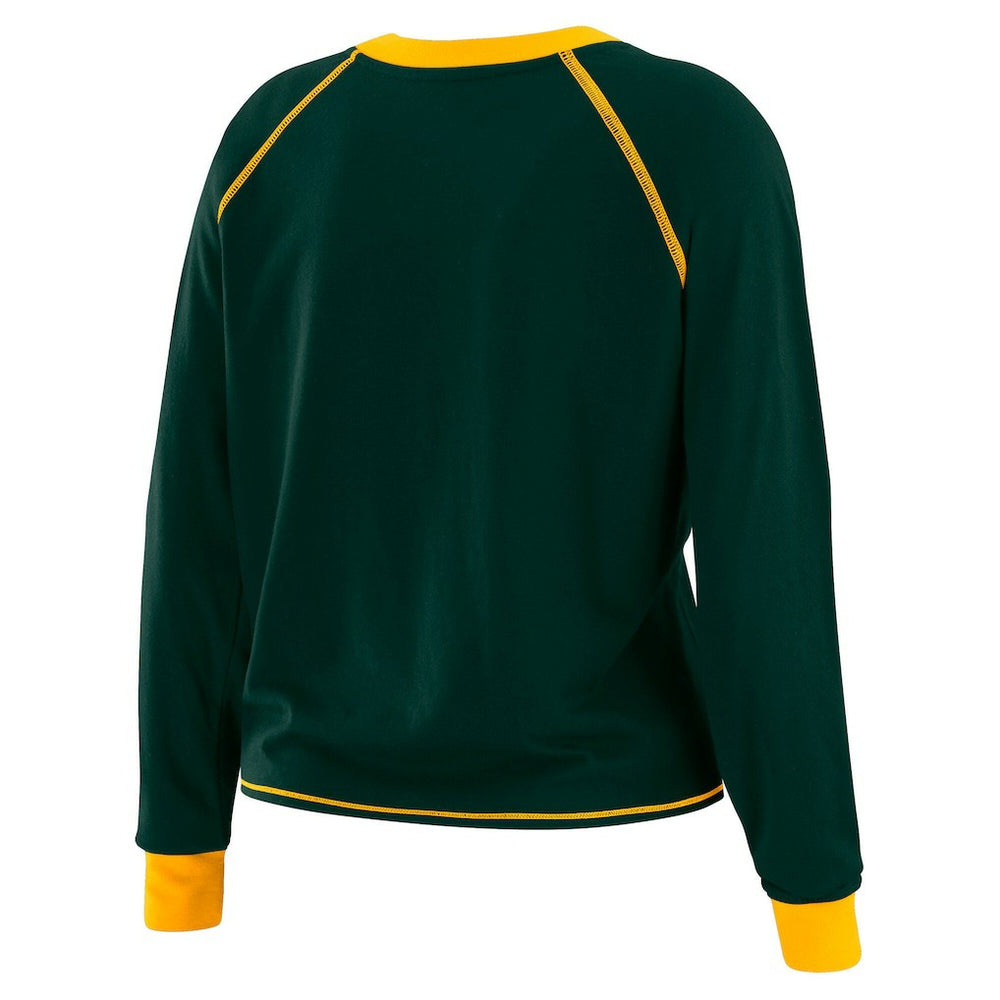 Green Bay Packers WEAR by Erin Andrews Women's Tie-Front Long Sleeve Top - Green/Gold Tops