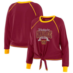 Washington Commanders WEAR by Erin Andrews Women's Tie-Front Long Sleeve Top - Burgundy/Gold Tops