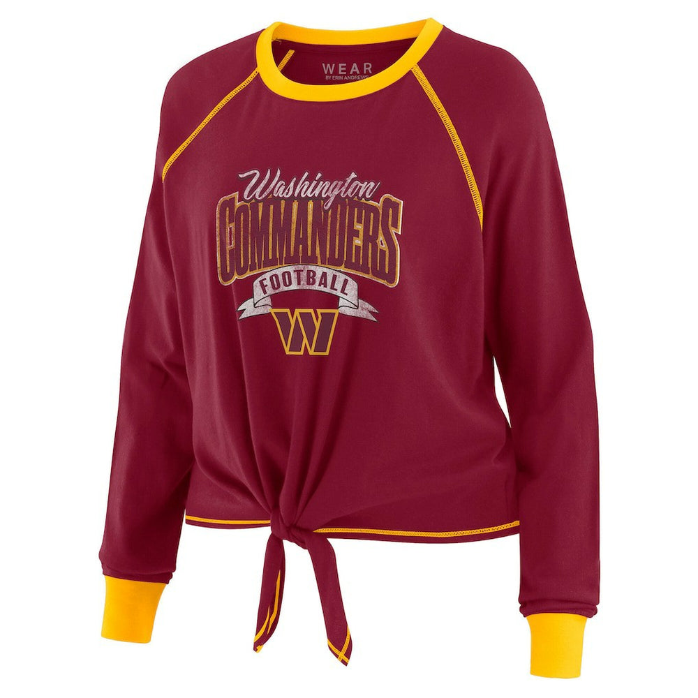 Washington Commanders WEAR by Erin Andrews Women's Tie-Front Long Sleeve Top - Burgundy/Gold Tops