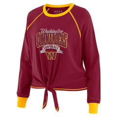 Washington Commanders WEAR by Erin Andrews Women's Tie-Front Long Sleeve Top - Burgundy/Gold Tops