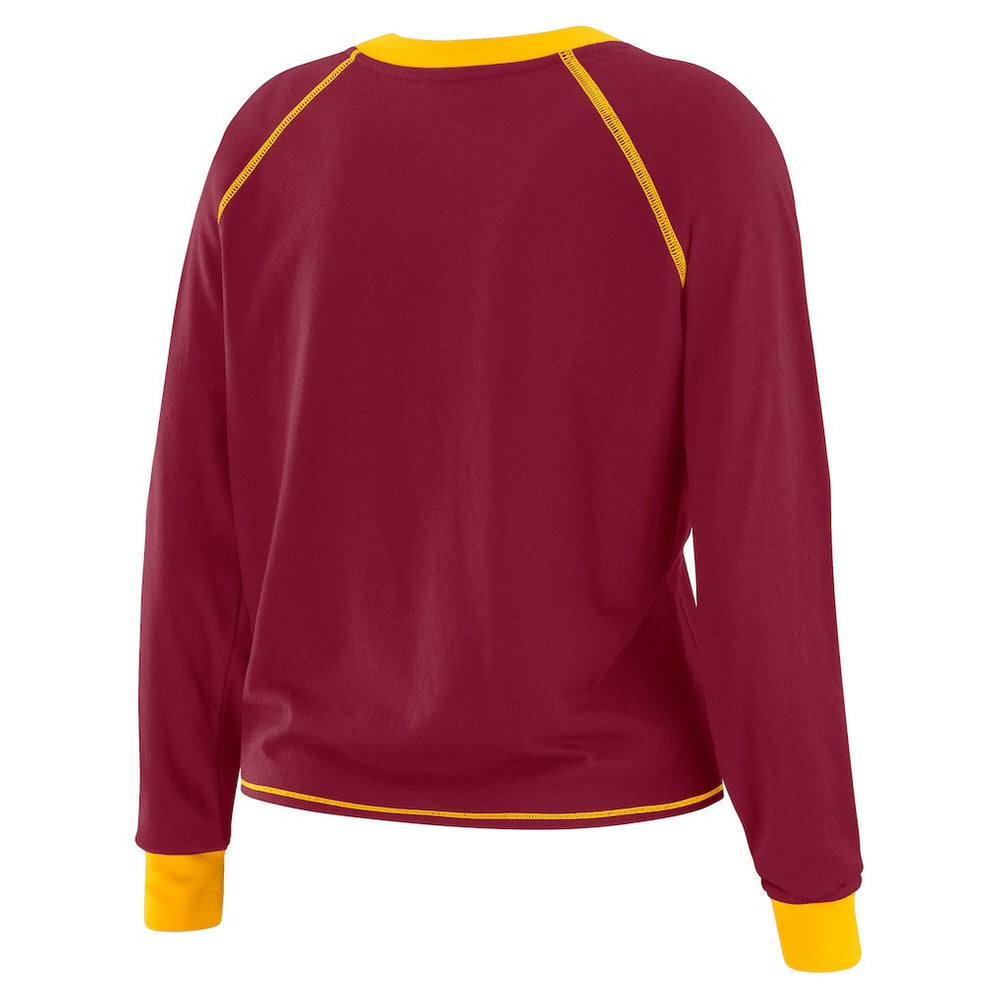 Washington Commanders WEAR by Erin Andrews Women's Tie-Front Long Sleeve Top - Burgundy/Gold Tops
