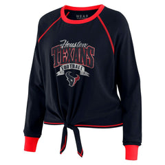 Houston Texans WEAR by Erin Andrews Women's Tie-Front Long Sleeve Top - Navy/Red Tops