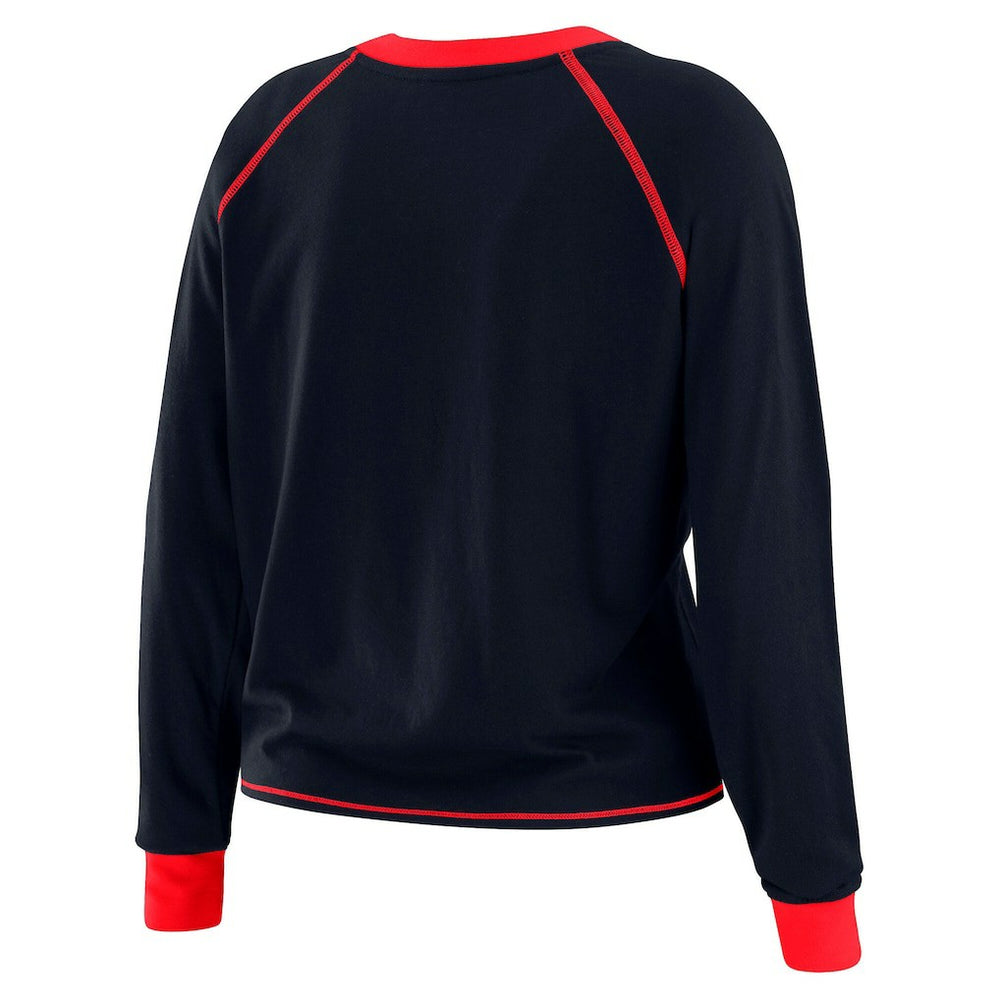 Houston Texans WEAR by Erin Andrews Women's Tie-Front Long Sleeve Top - Navy/Red Tops