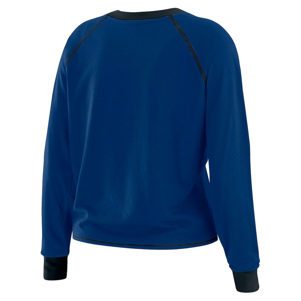 Indianapolis Colts WEAR by Erin Andrews Women's Tie-Front Long Sleeve Top - Royal/Black Tops