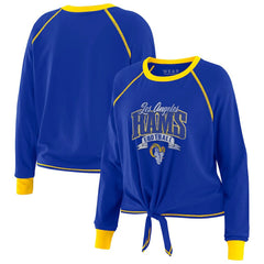Los Angeles Rams WEAR by Erin Andrews Women's Tie-Front Long Sleeve Top - Royal/Gold Tops