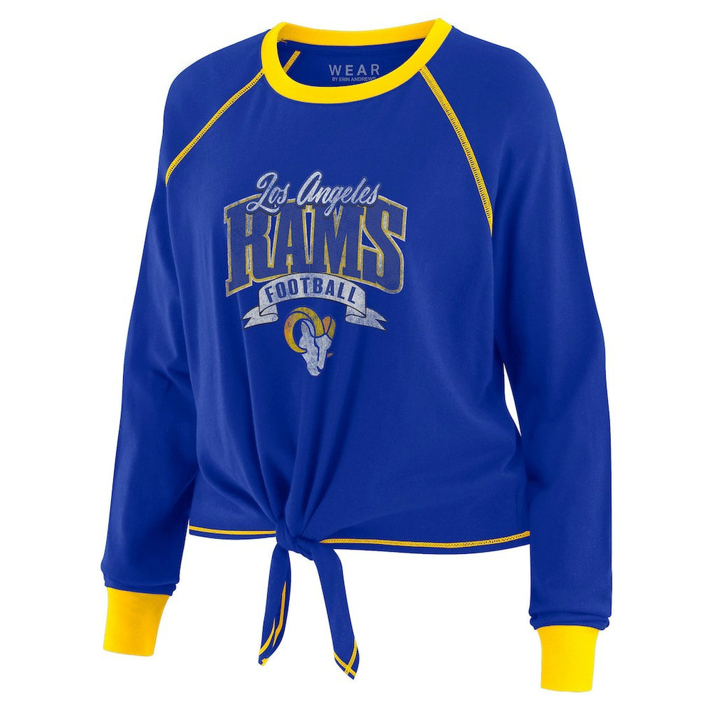 Los Angeles Rams WEAR by Erin Andrews Women's Tie-Front Long Sleeve Top - Royal/Gold Tops