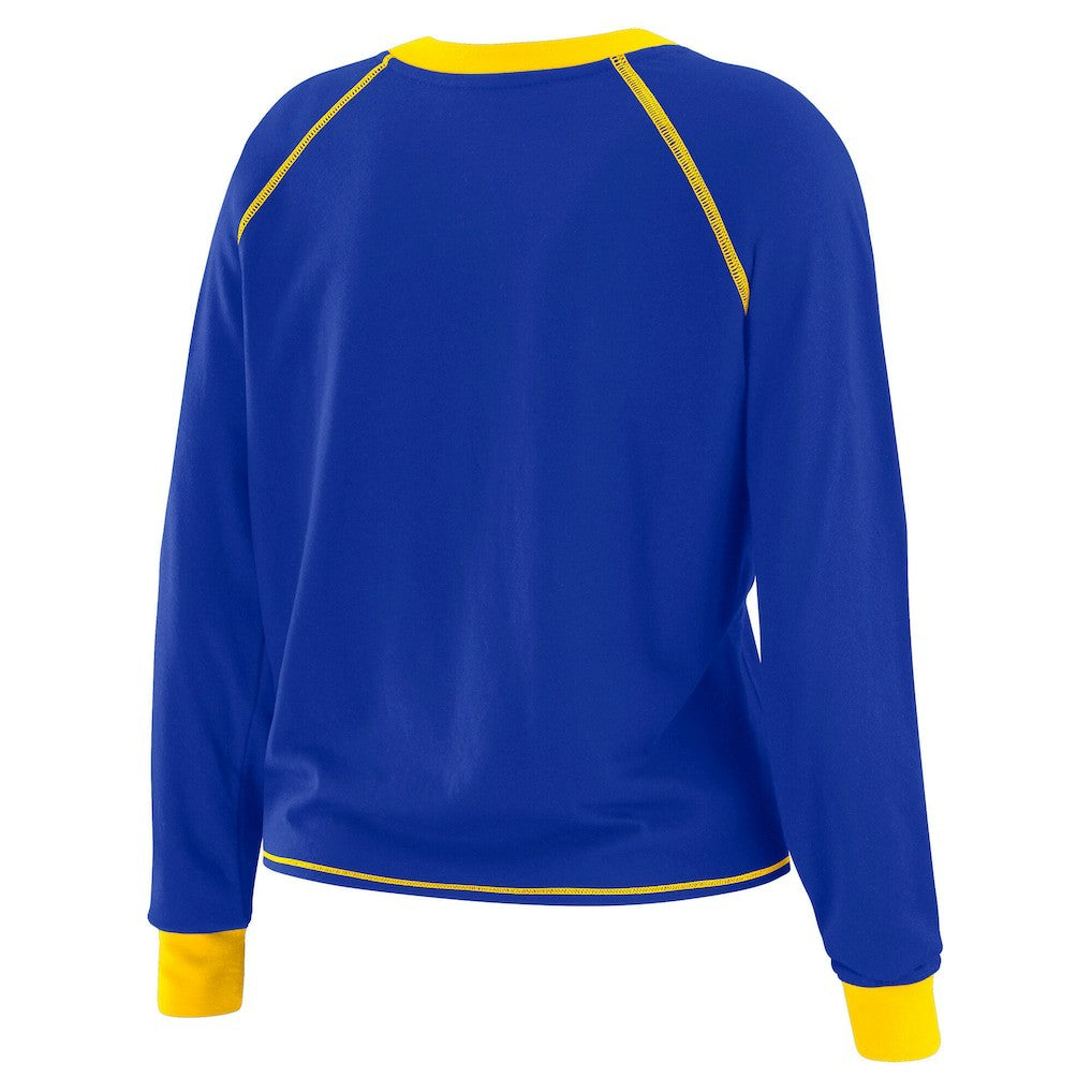 Los Angeles Rams WEAR by Erin Andrews Women's Tie-Front Long Sleeve Top - Royal/Gold Tops