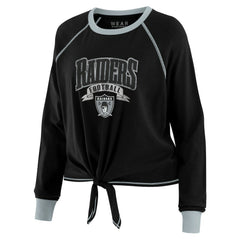 Las Vegas Raiders WEAR by Erin Andrews Women's Tie-Front Long Sleeve Top - Black/Gray Tops