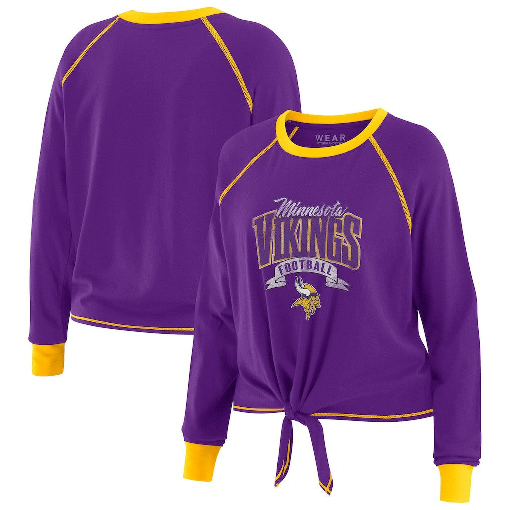 Minnesota Vikings WEAR by Erin Andrews Women's Tie-Front Long Sleeve Top - Purple/Gold Tops