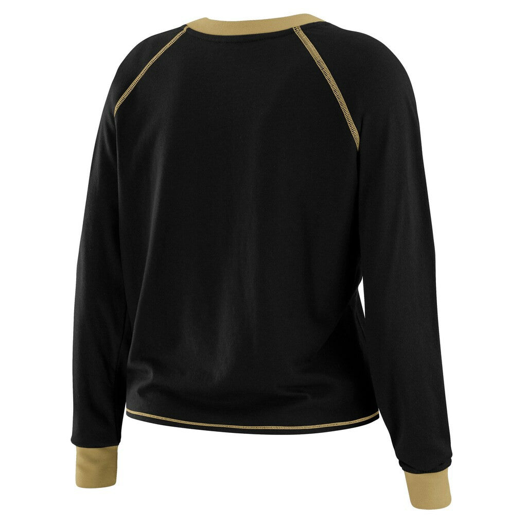New Orleans Saints WEAR by Erin Andrews Women's Tie-Front Long Sleeve Top - Black/Gold Tops