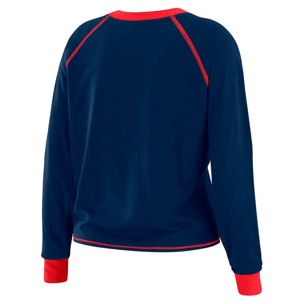 New York Giants WEAR by Erin Andrews Women's Tie-Front Long Sleeve Top - Navy/Red Tops
