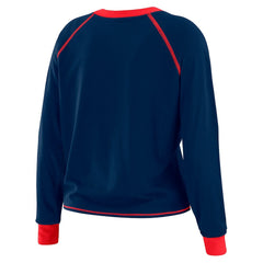 New York Giants WEAR by Erin Andrews Women's Tie-Front Long Sleeve Top - Navy/Red Tops