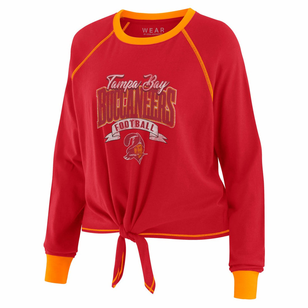 Tampa Bay Buccaneers WEAR by Erin Andrews Women's Tie-Front Long Sleeve Top - Red/Orange Tops